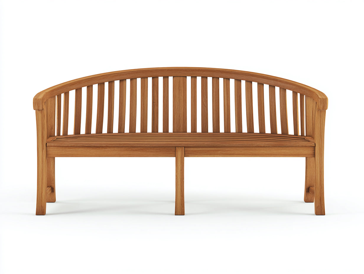 Panche da giardino-Teak-150x62x90 cm-Marrone naturale-Classico con schienale curvo