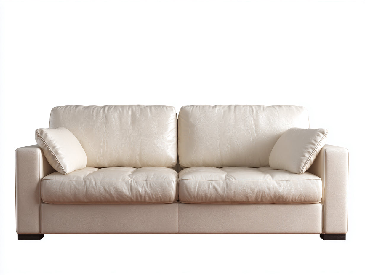 Divano a due posti - pelle sintetica - 212x88x78 cm - avorio - moderno
