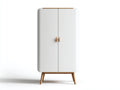 Armadio - Legno Massello - 100x48x165 cm - Bianco-Legno Naturale - Stile Moderno Scandinavo