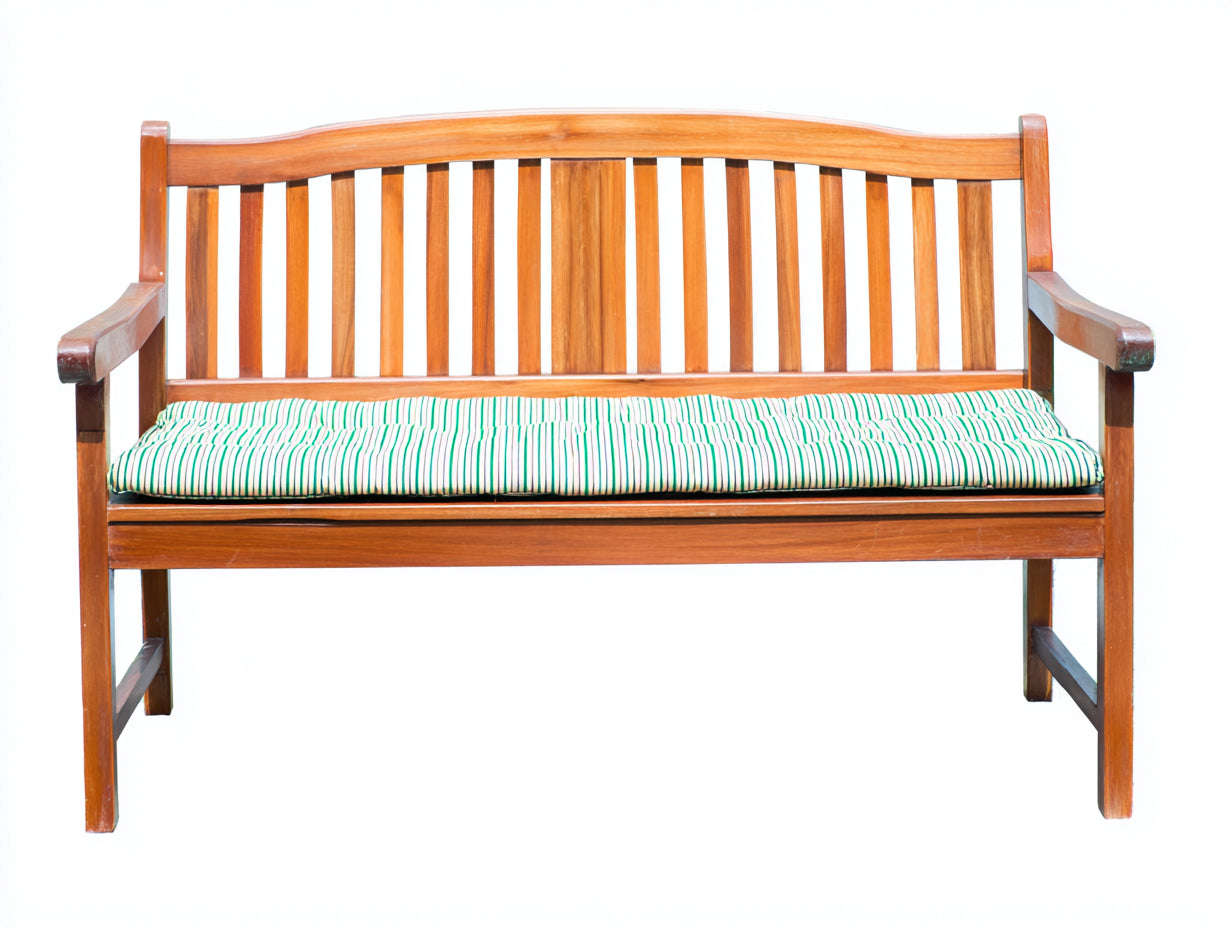Panche da giardino-Legno-Tessuto-150x58x90 cm-Marrone-Verde-Bianco-Classico con cuscino seduta