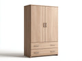 Armadio - Legno Massello-MDF - 120x55x190 cm - Rovere Naturale - Stile Moderno Scandinavo