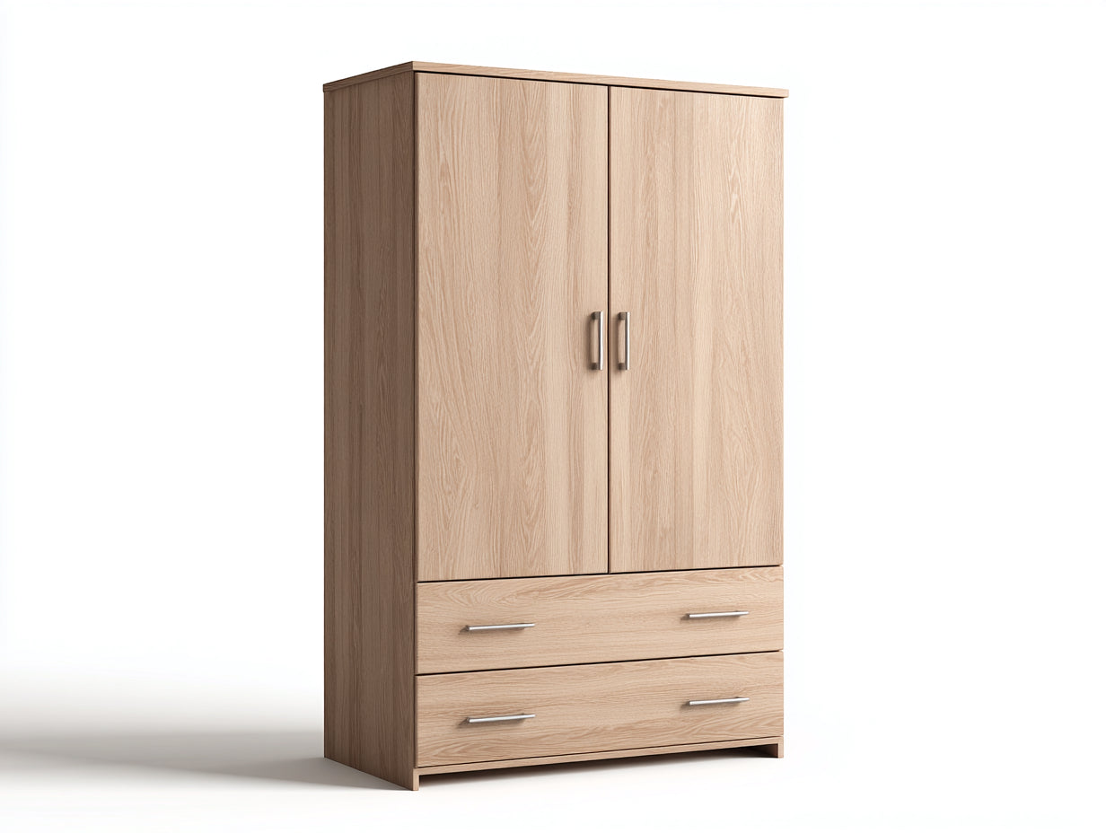 Armadio - Legno Massello-MDF - 120x55x190 cm - Rovere Naturale - Stile Moderno Scandinavo