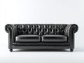 Divano a due posti - pelle sintetica-legno-metallo - 225x94x78 cm - nero - chesterfield classico