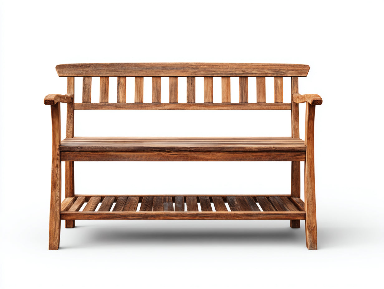 Panche da giardino-Legno-118x42x82 cm-Marrone rustico-Pratico con vano basso