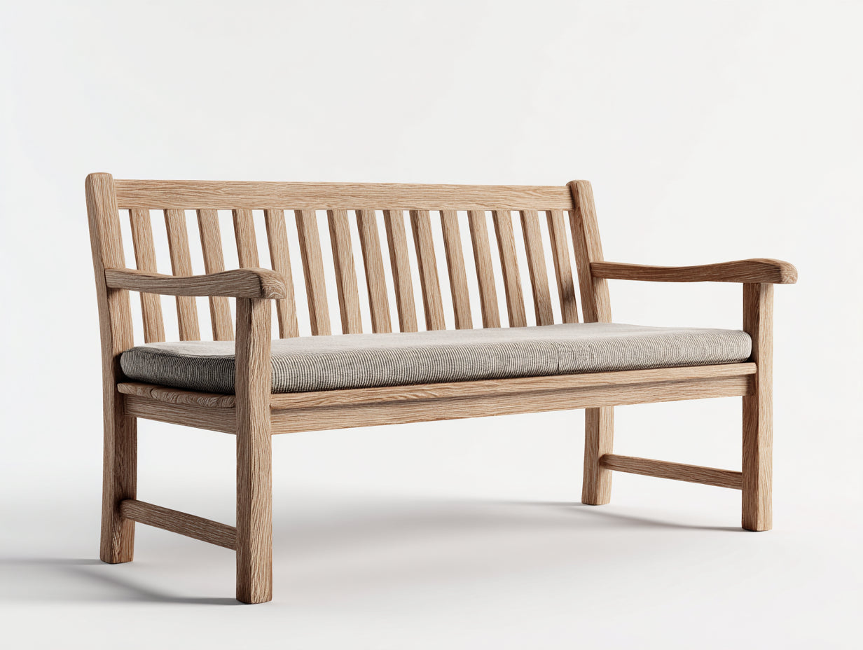 Panche da giardino-Legno-Tessuto-135x61x86 cm-Rovere naturale-Grigio chiaro-Rustico