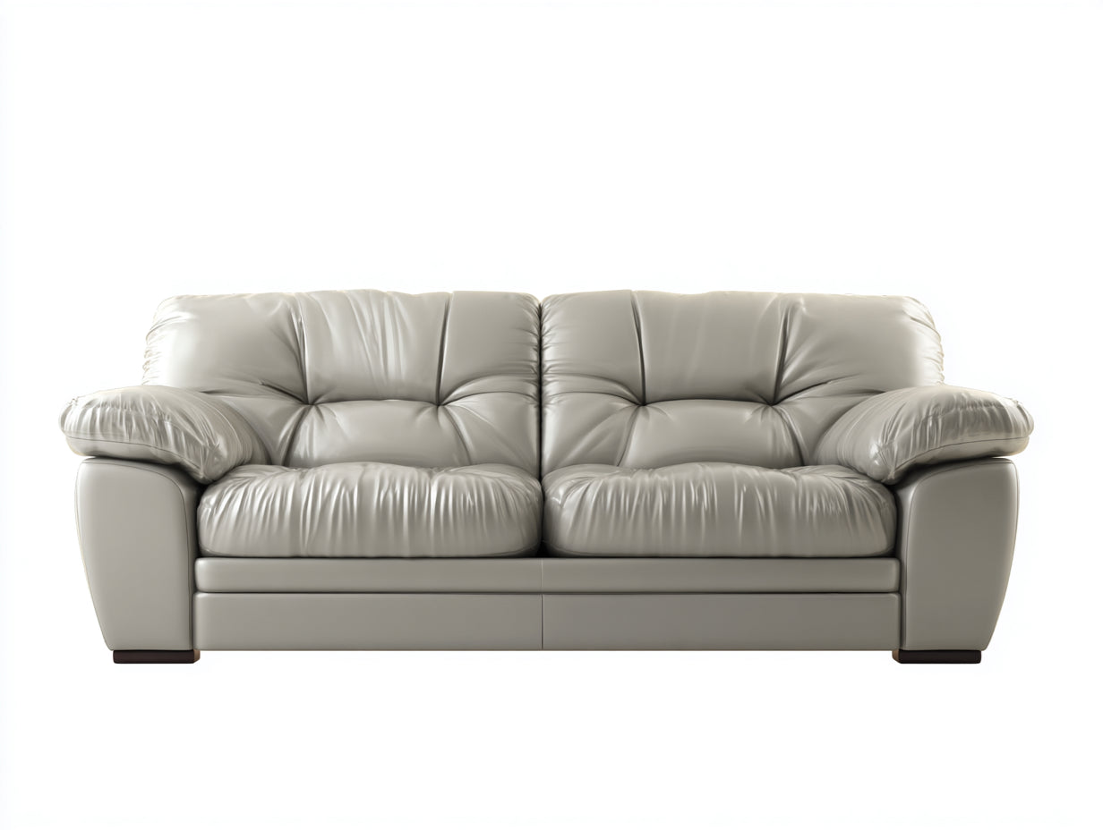 Divano a due posti - pelle sintetica - 216x92x80 cm - grigio chiaro - moderno imbottito