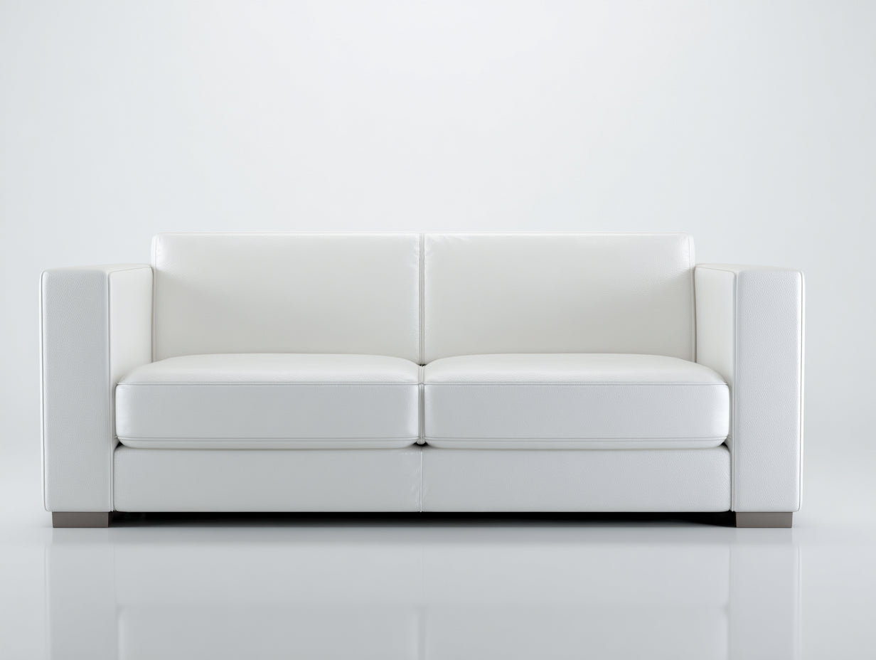 Divano a due posti - pelle sintetica - 205x87x74 cm - bianco - minimalista moderno
