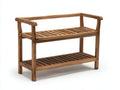 Panche da giardino-Teak-118x45x80 cm-Marrone naturale-Essenziale con braccioli aperti