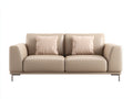 Divano a due posti - pelle sintetica-metallo - 220x87x76 cm - beige - minimalista moderno
