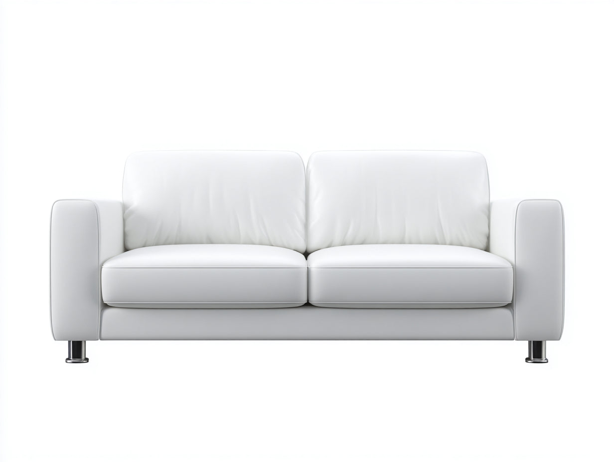 Divano a due posti - pelle sintetica-metallo - 208x86x75 cm - bianco - moderno semplice