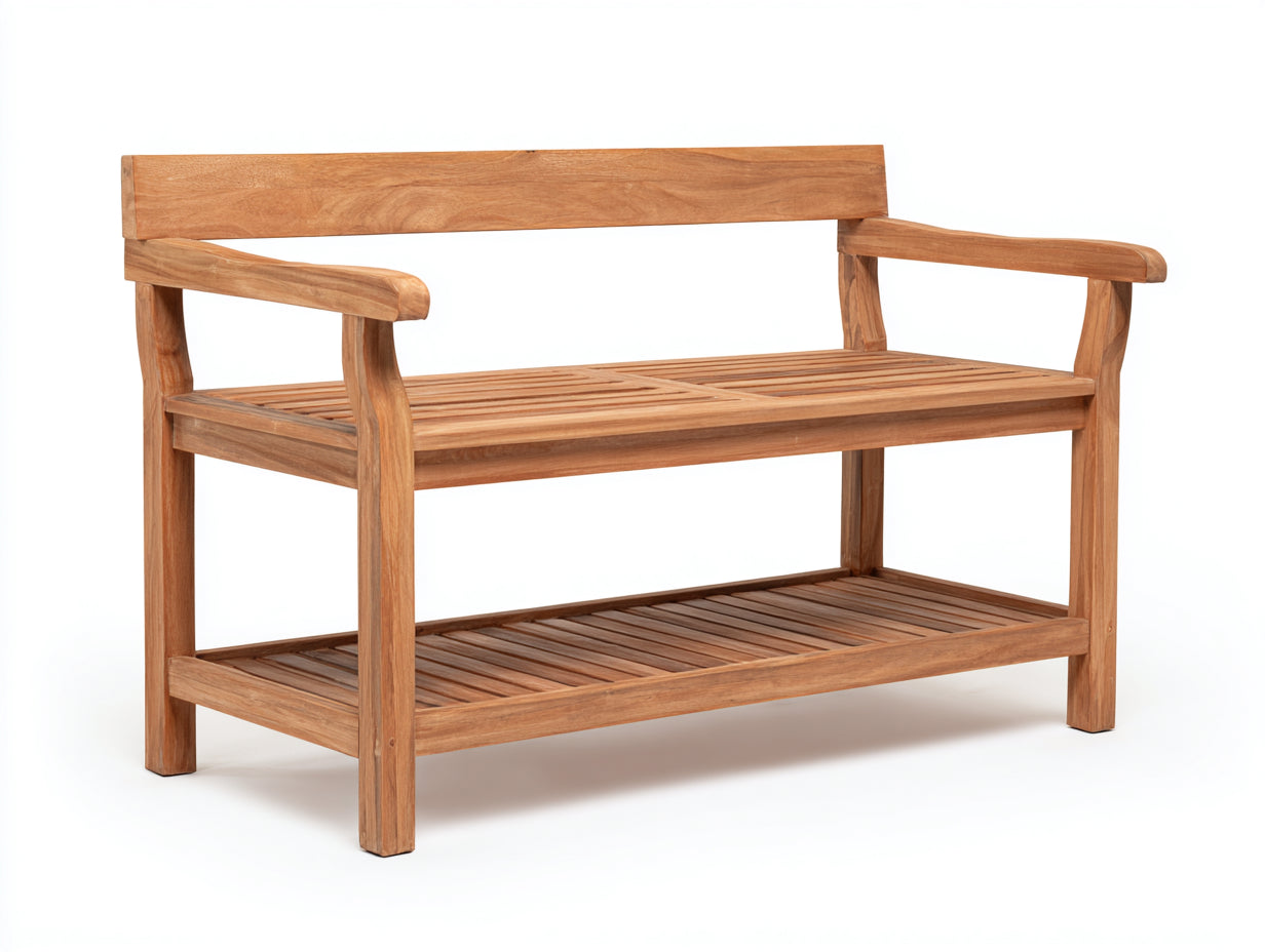 Panche da giardino-Legno-140x50x86 cm-Marrone naturale-Pratico con vano basso