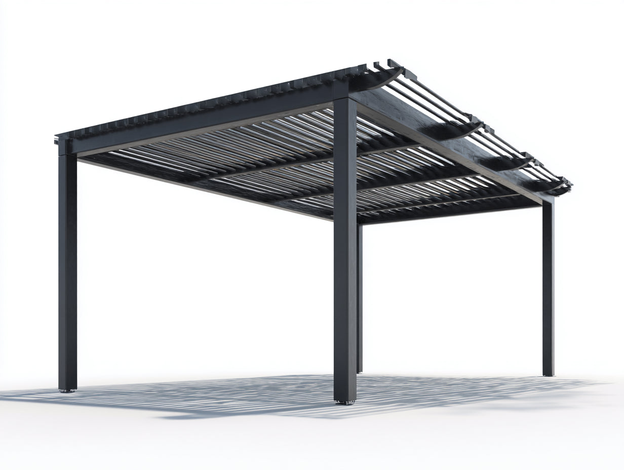 Pergola da giardino-Metallo-400x300x248 cm-Nero-Minimalista
