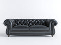 Divano a due posti - pelle sintetica-legno-metallo - 220x92x76 cm - nero - chesterfield classico
