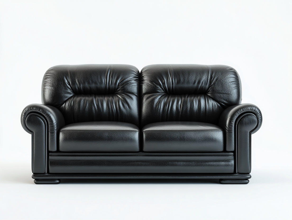 Divano a due posti - pelle sintetica - 210x90x82 cm - nero - classico